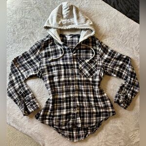 Time and Tru - Black and White Plaid Hoodie